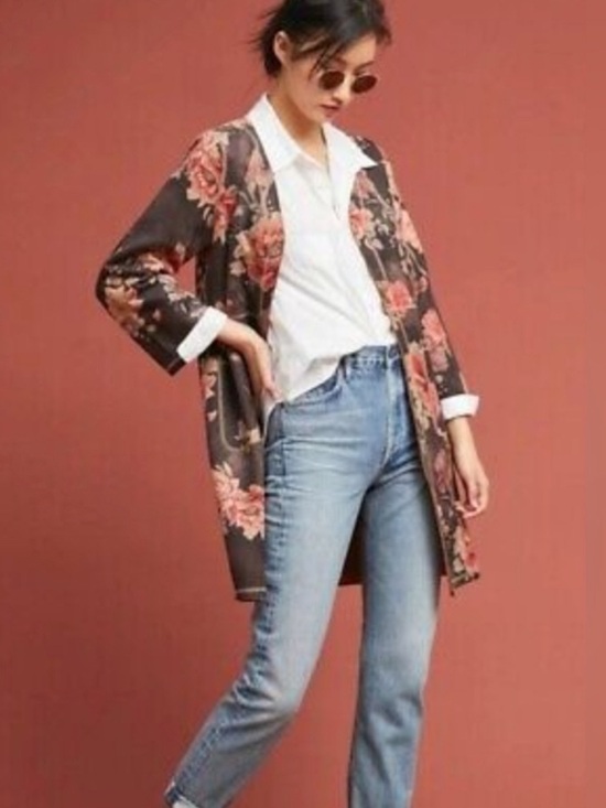Chelsea & Theodore Jackets & Blazers - Chelsea & Theodore | Faux Leather Floral Cardigan 1x